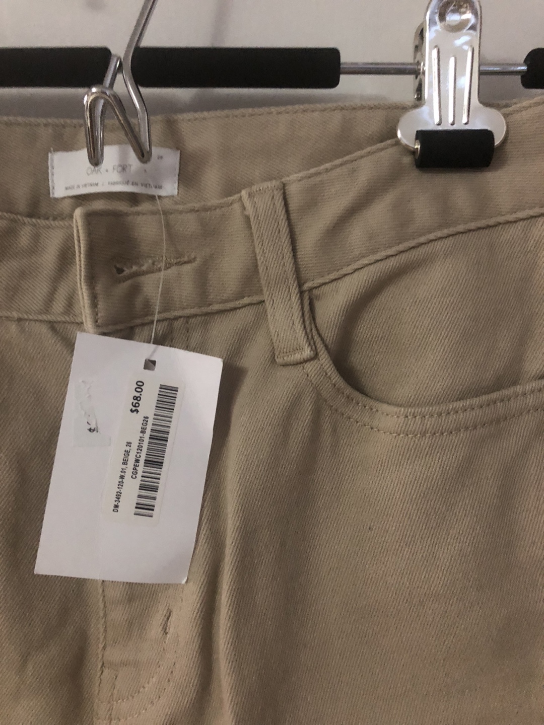 Oak + Fort Beige Jeans Size 26 - New