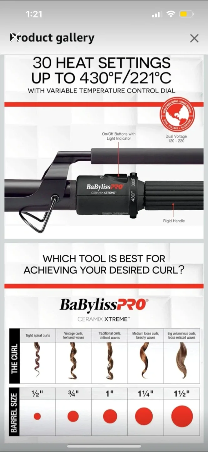 New BabylissPRO Ceramix Xtreme Curling Iron image indicator(3)