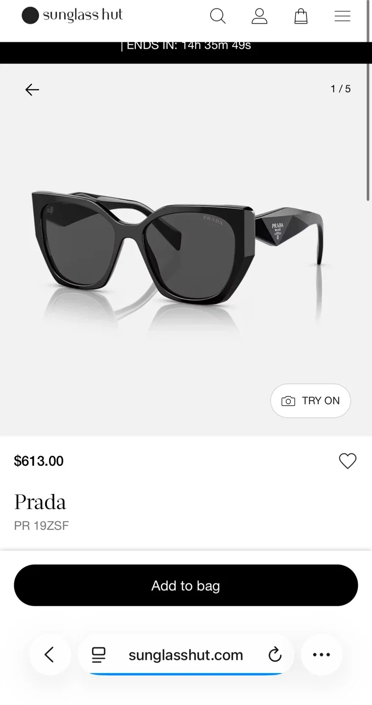 Prada Black Sunglasses with Case image indicator(2)