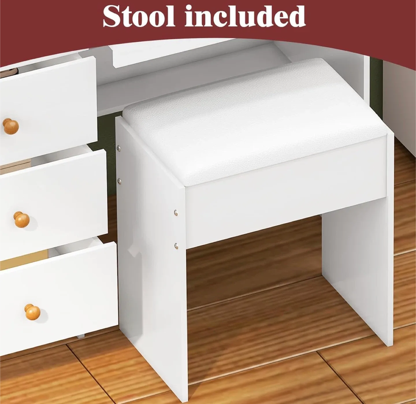 Vanity Makeup Table with Lighted Mirror & Stool image indicator(4)
