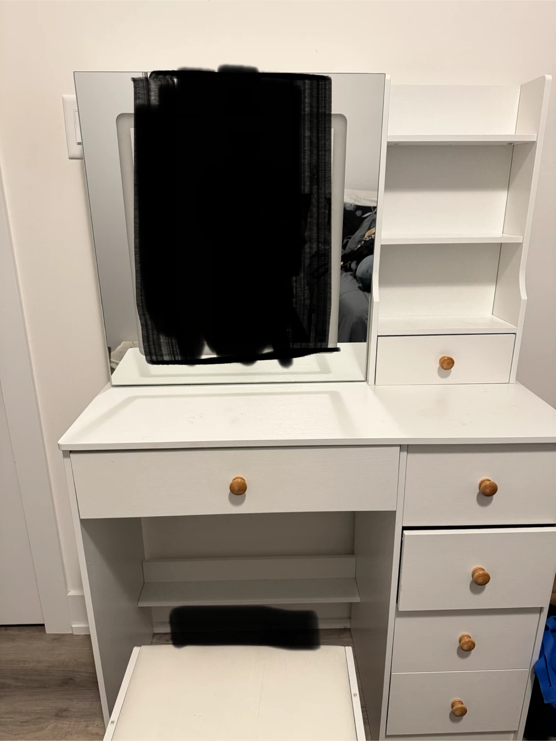 Vanity Makeup Table with Lighted Mirror & Stool