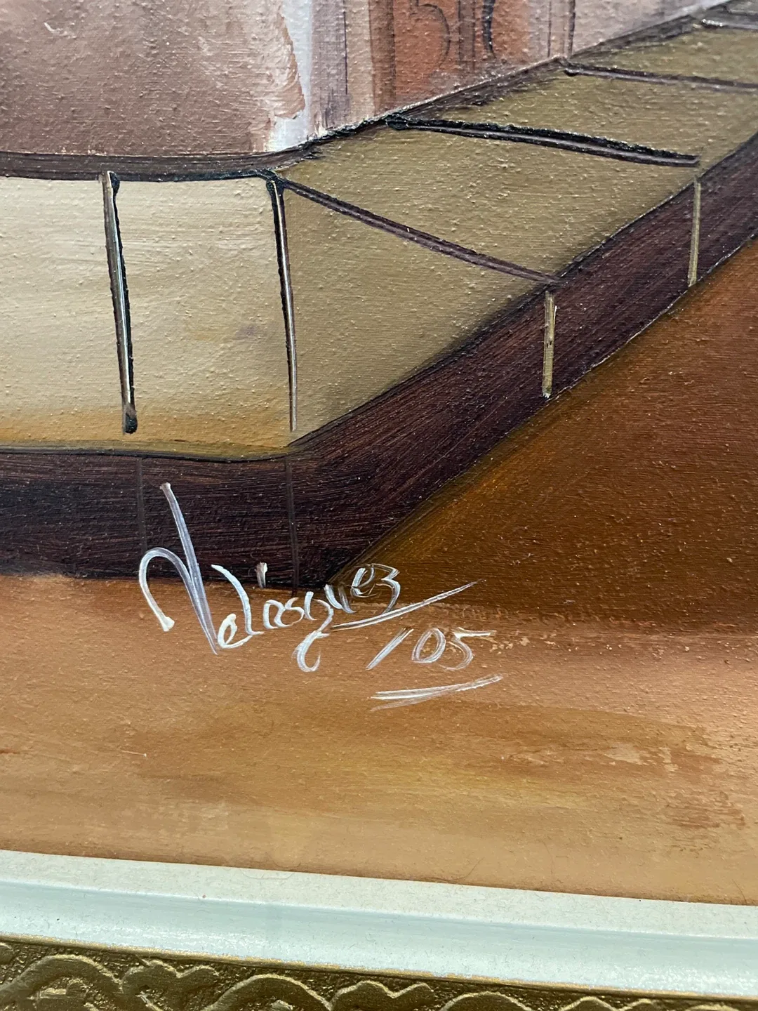 Framed oil painting of village image indicator(2)