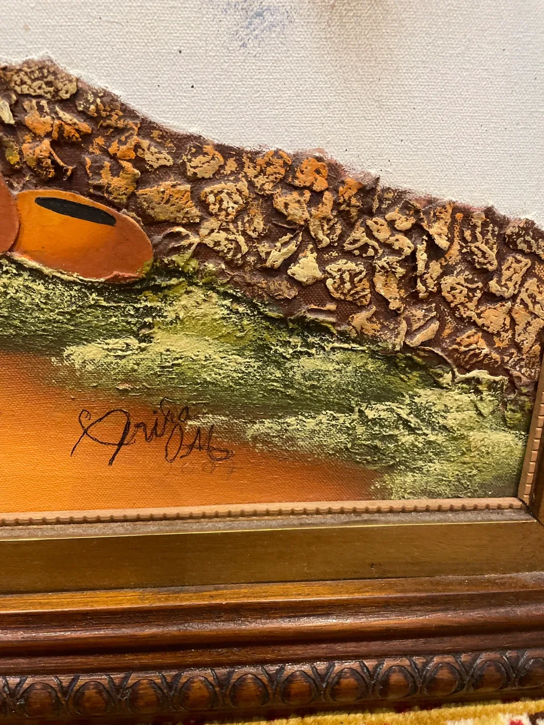 Framed oil  painting of village image indicator(2)