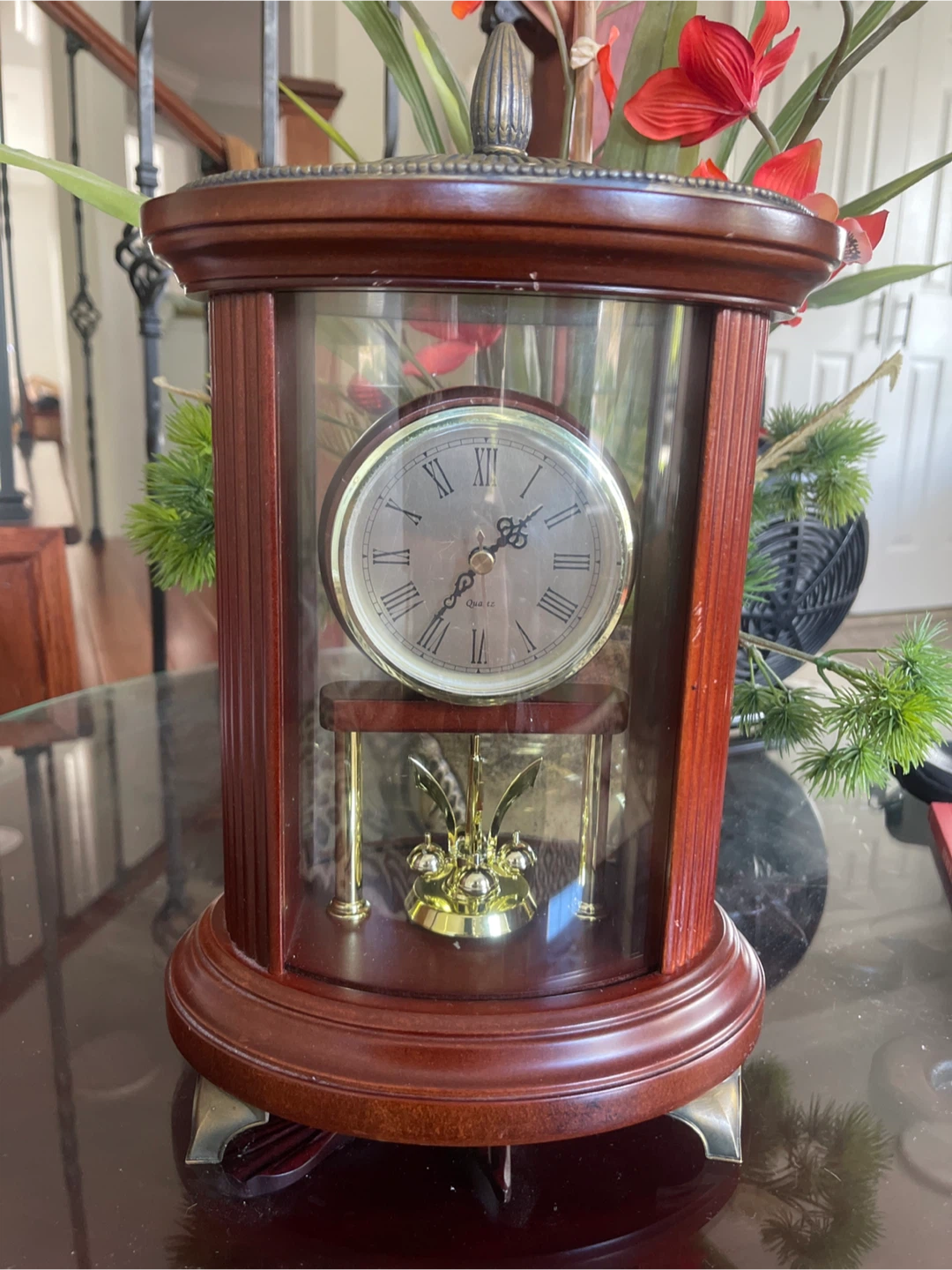 Wooden Mantel Clock with Pendulum