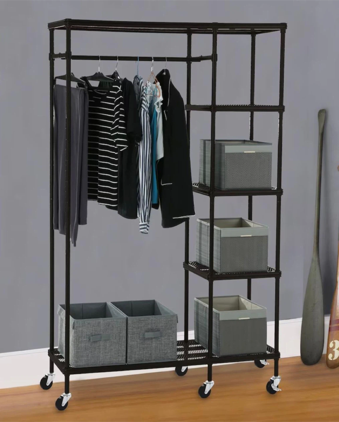 Standing Mesh Combo Closet Organizer in Matte Black