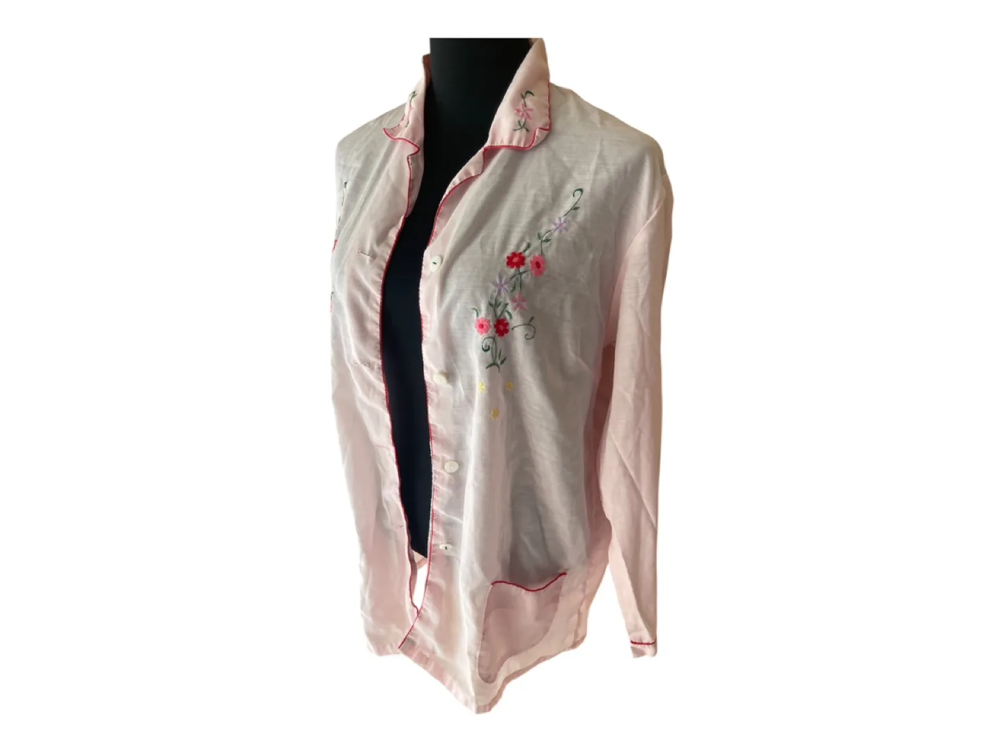 Vintage 90s Button Up Collared Blouse Pink image indicator(4)