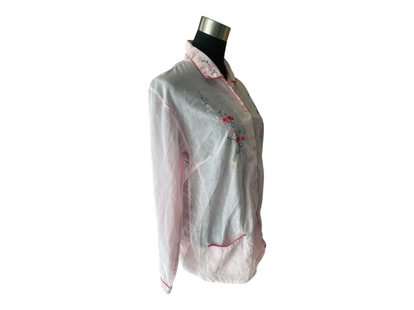 Vintage 90s Button Up Collared Blouse Pink image indicator(5)
