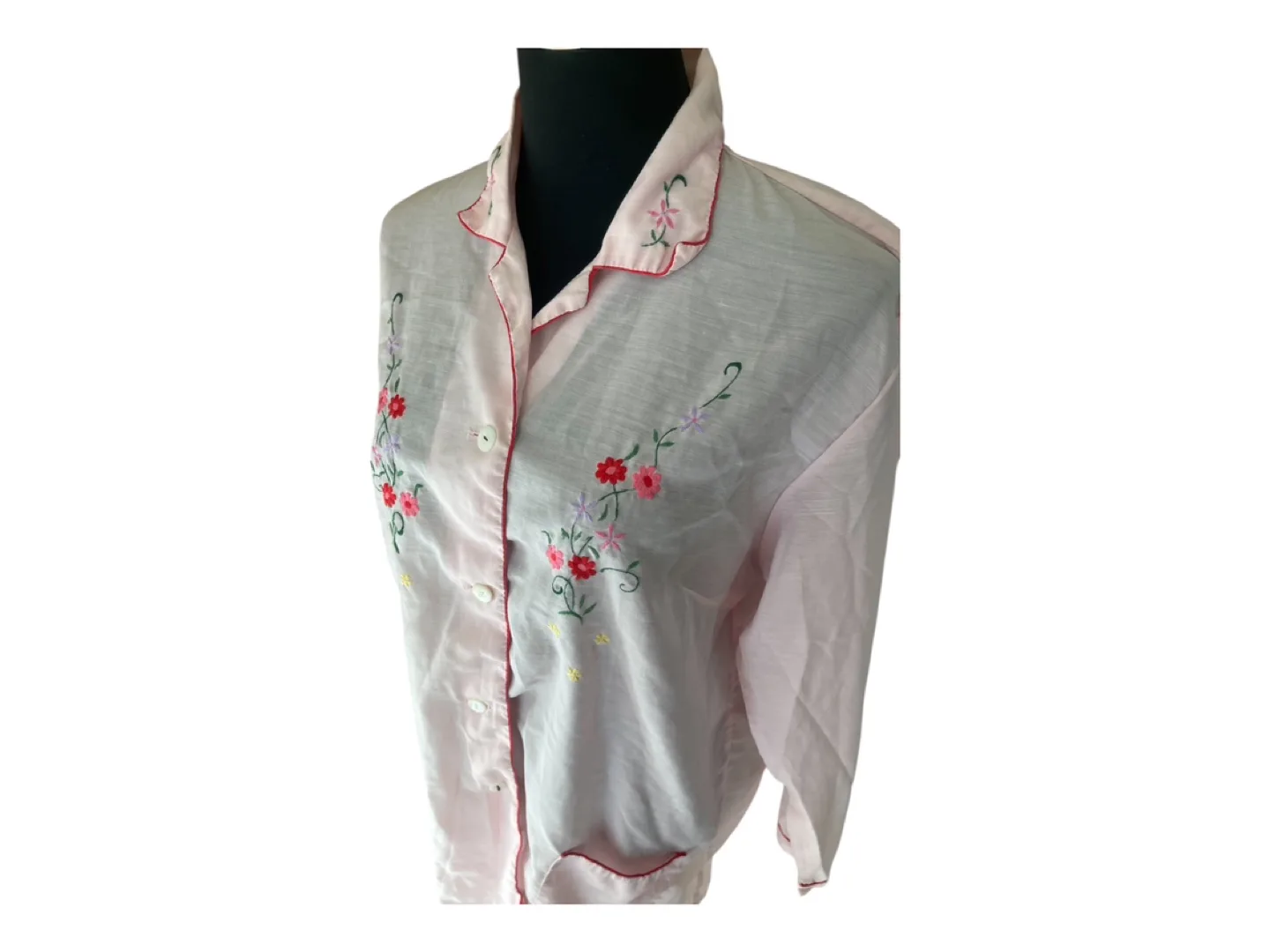 Vintage 90s Button Up Collared Blouse Pink image indicator(7)