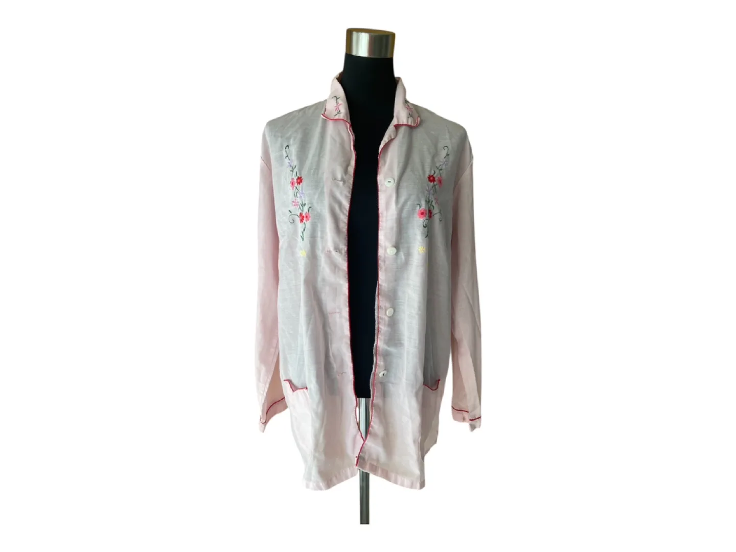 Vintage 90s Button Up Collared Blouse Pink image indicator(2)