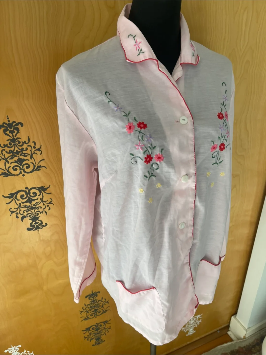 Vintage 90s Button Up Collared Blouse Pink image indicator(9)