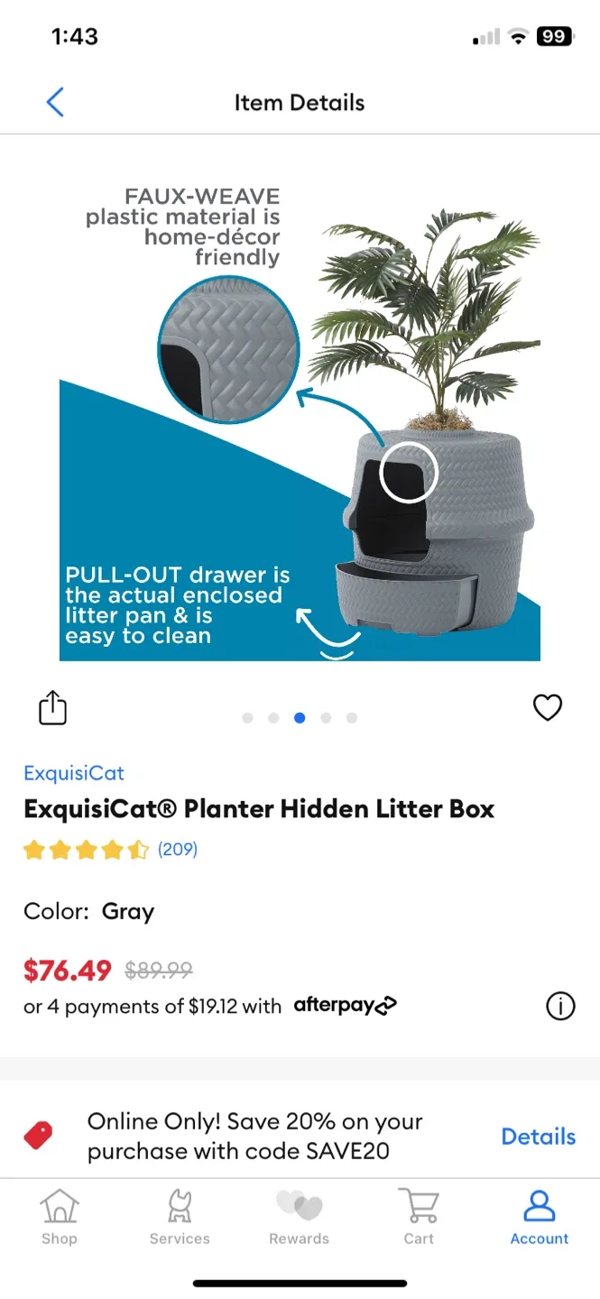 ExquisiCat Planter Hidden Litter Box - Gray image indicator(3)
