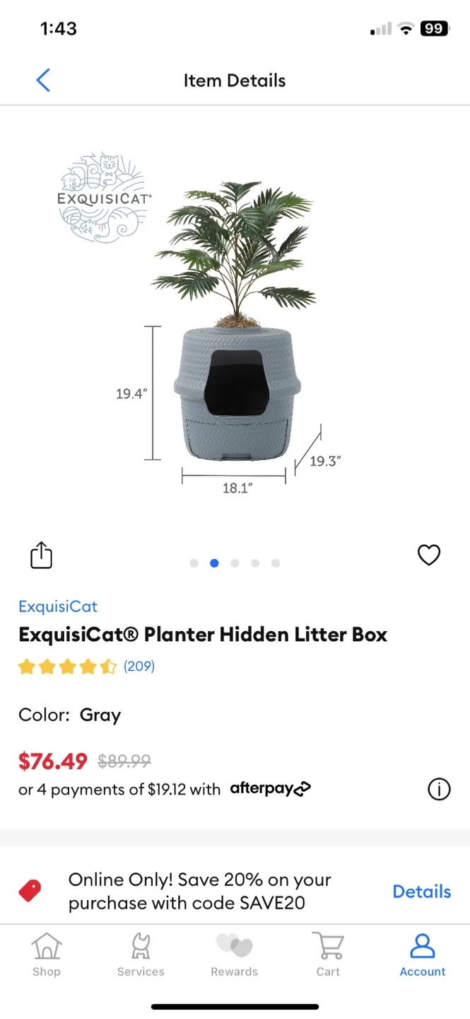 ExquisiCat Planter Hidden Litter Box - Gray image indicator(2)