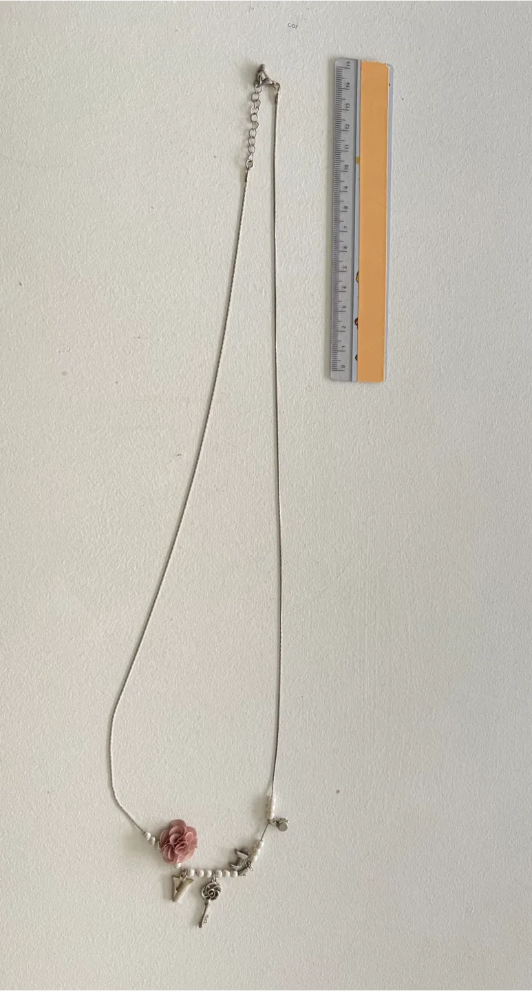 Necklace with Rose, Key, & Initial Charms thumbnail