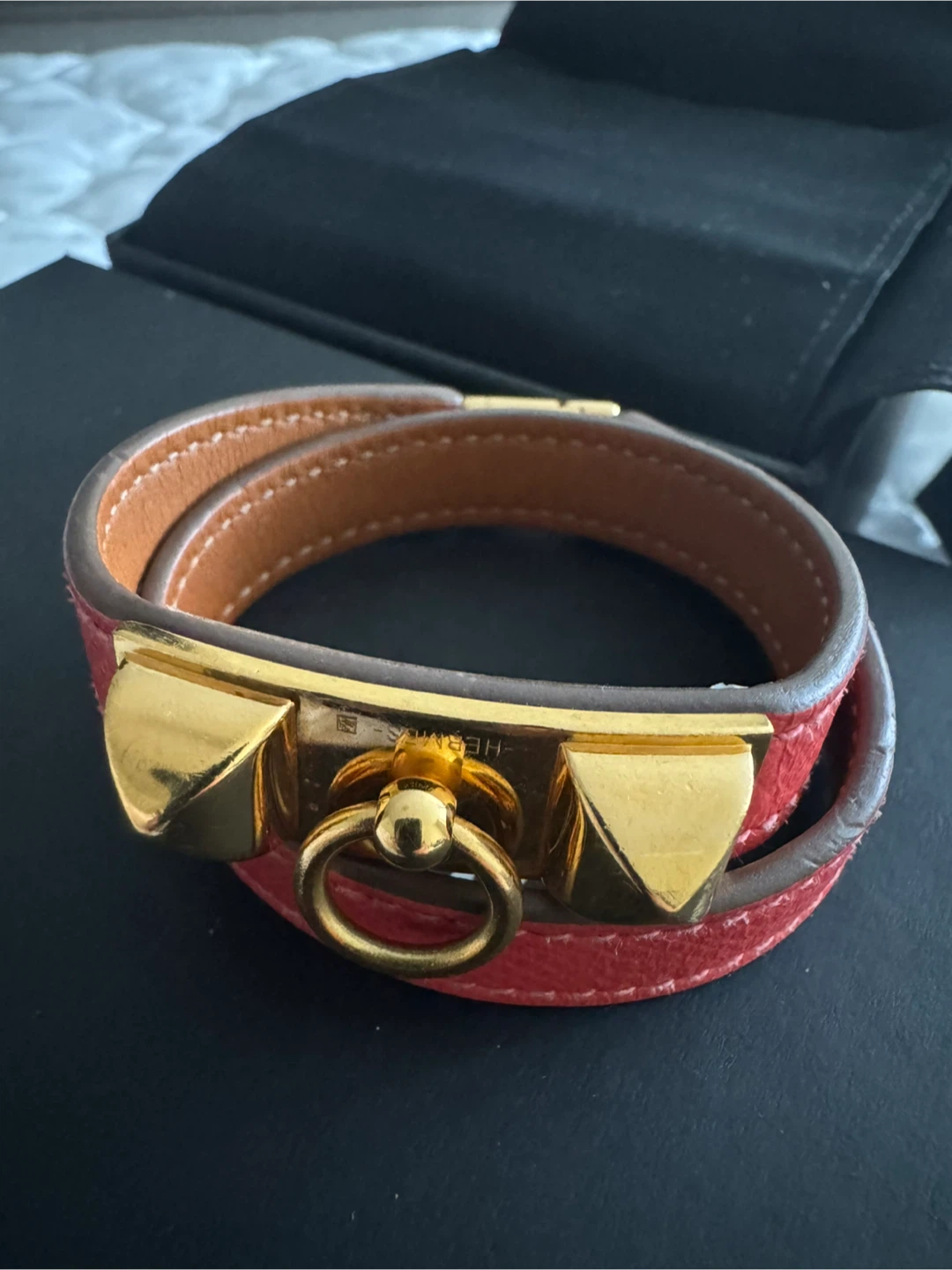 Hermes Kelly Double Tour Bracelet Red