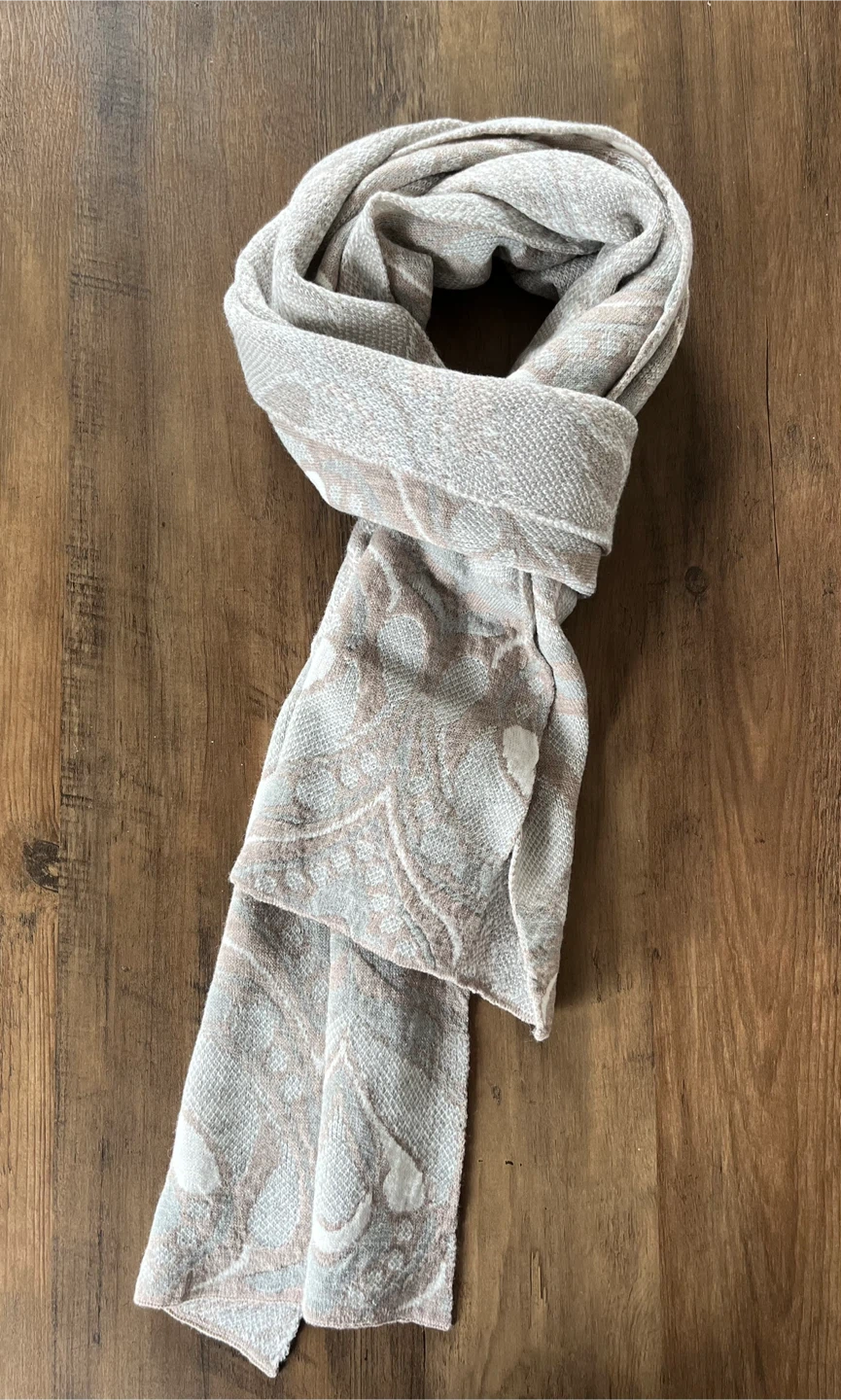 Patterned Scarf - Taupe and Grey - photo 2