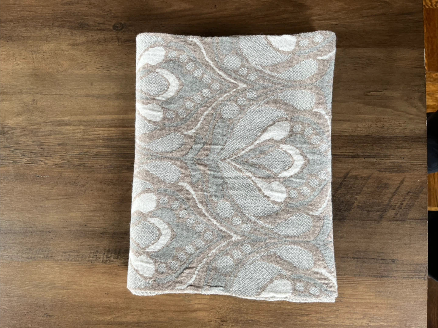 Patterned Scarf - Taupe and Grey - photo 3