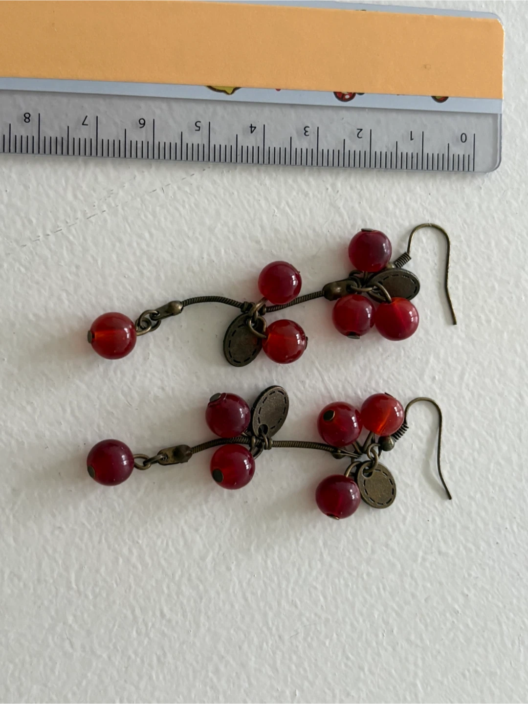 Red Beaded Dangle Earrings