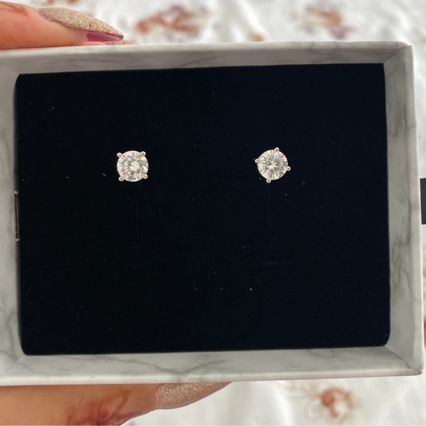 1 carat each moissanite sterling silver studds - photo 2