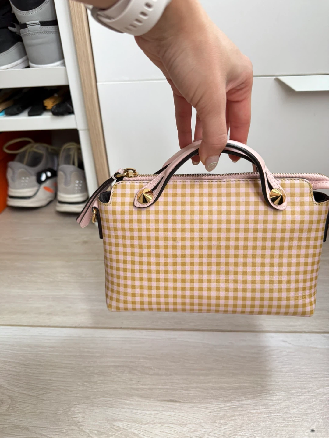 Fendi Boston Mini Handbag with Crossbody Strap- Gingham Pattern - photo 2