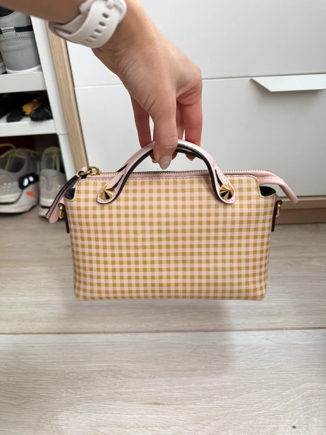 Fendi Boston Mini Handbag with Crossbody Strap- Gingham Pattern - photo 4