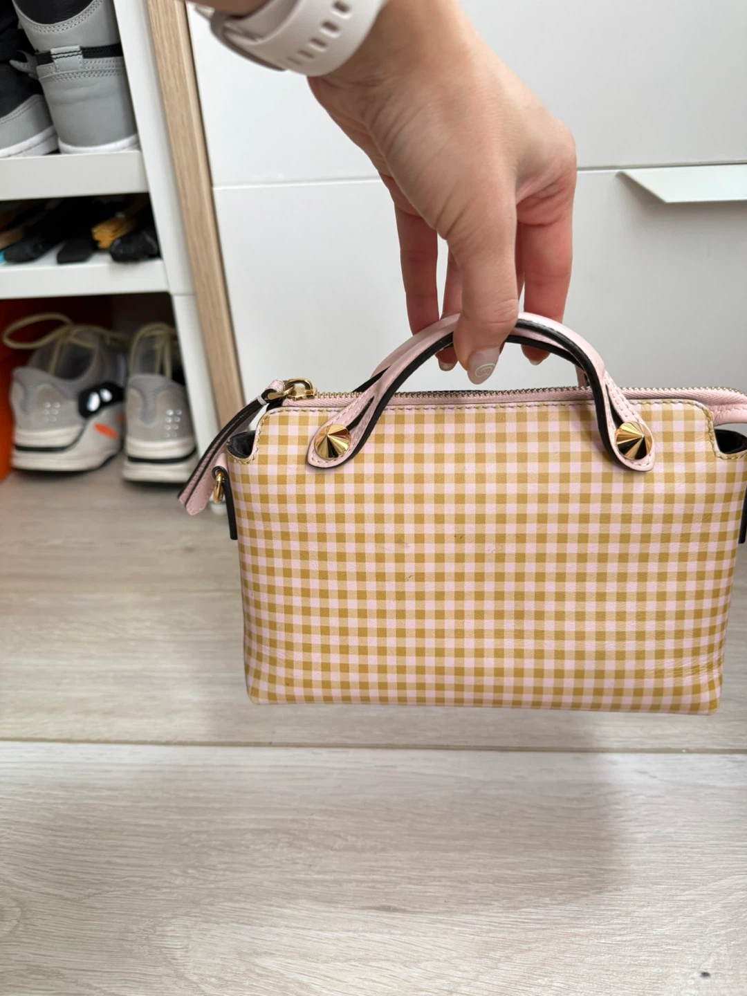Fendi Boston Mini Handbag with Crossbody Strap- Gingham Pattern - photo 3