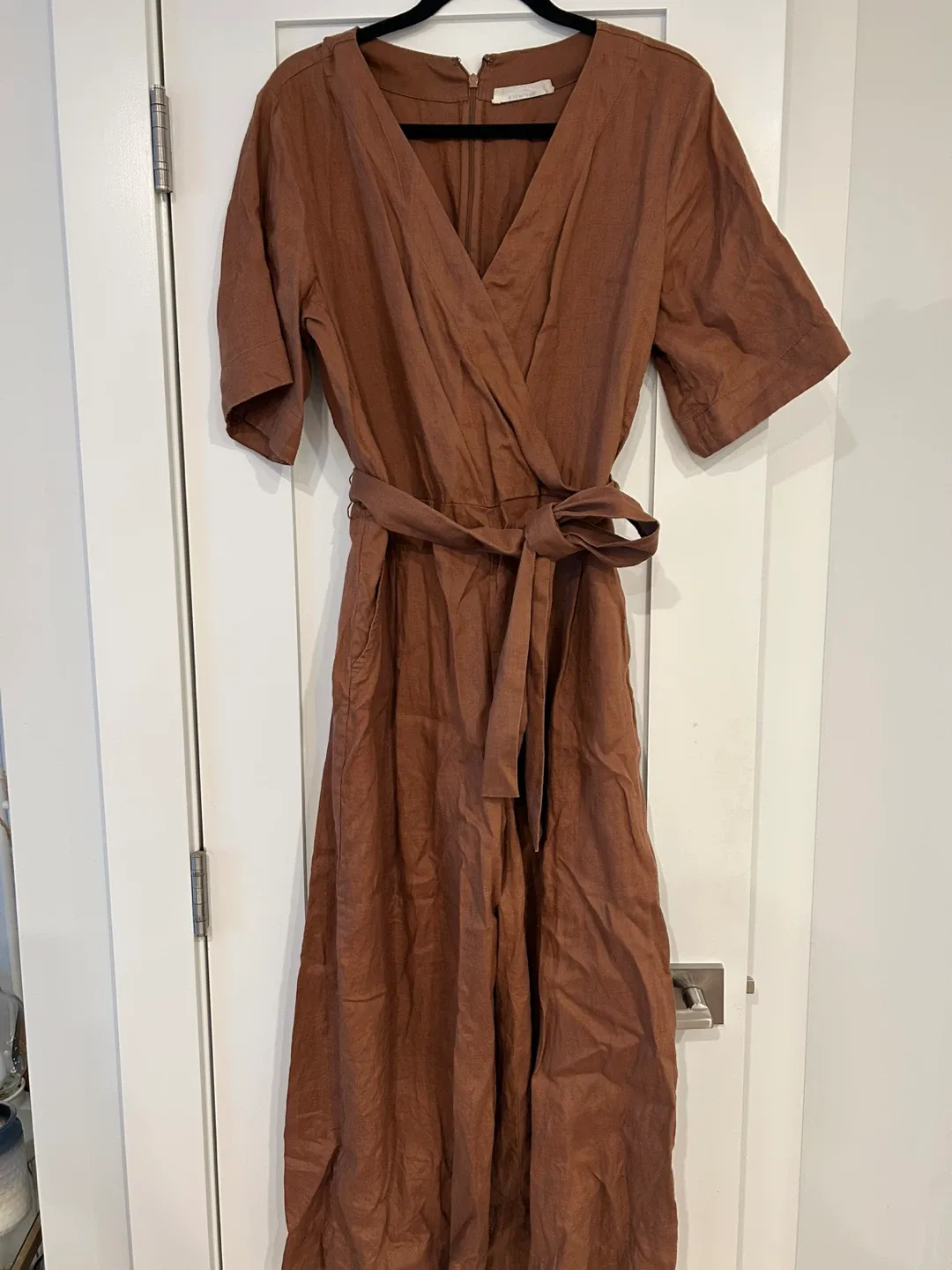 Everlane Wide Leg Linen Jumpsuit, Size 8