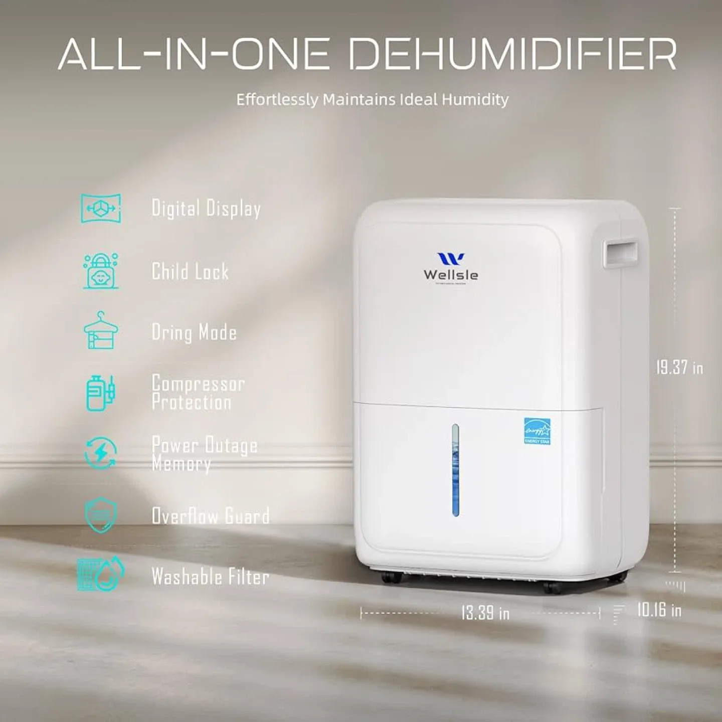 Wellsle PD21MA Dehumidifier - 50 Pints image indicator(3)