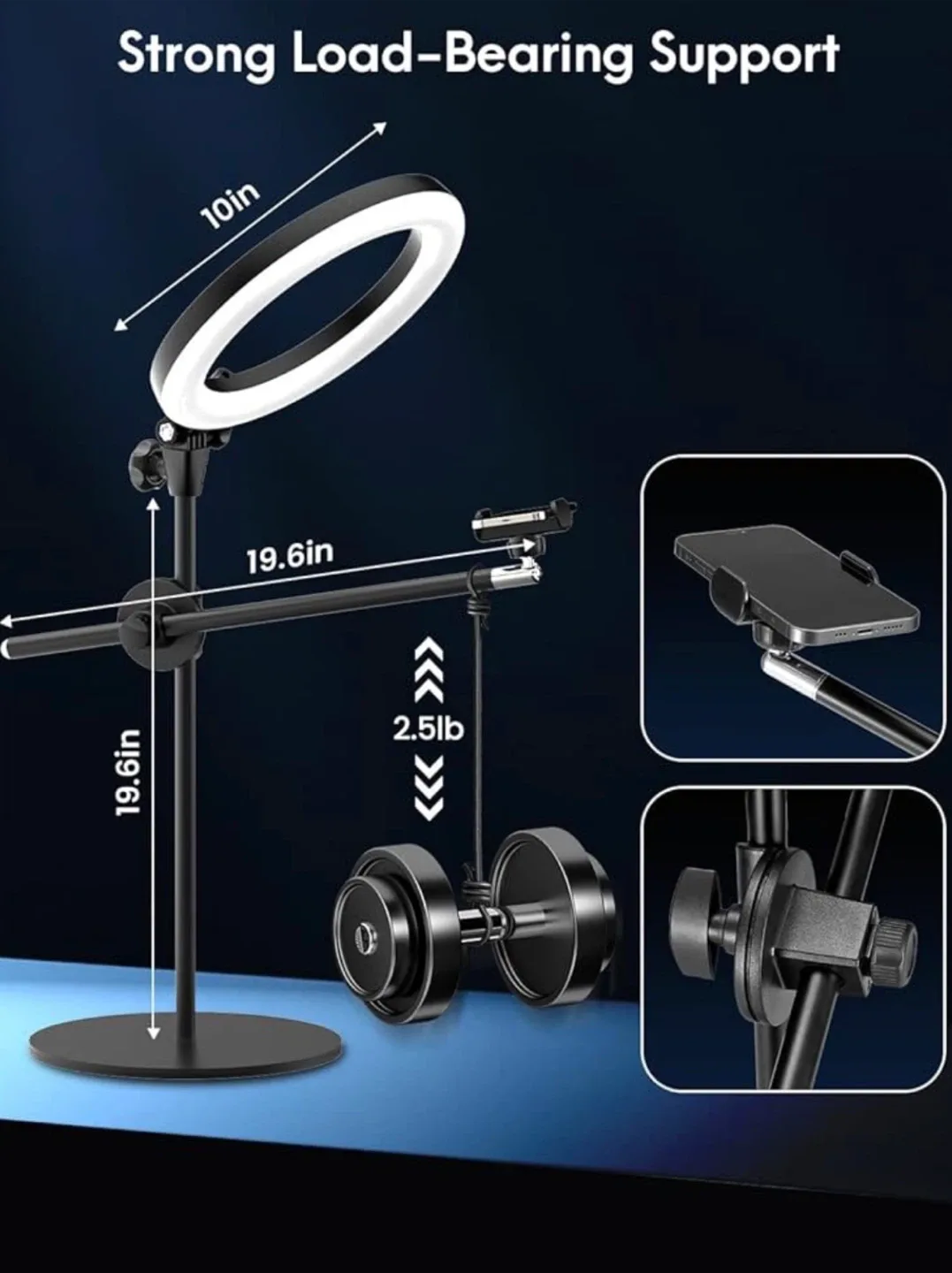 10” Ring Light with Stand and Phone Holder image indicator(6)