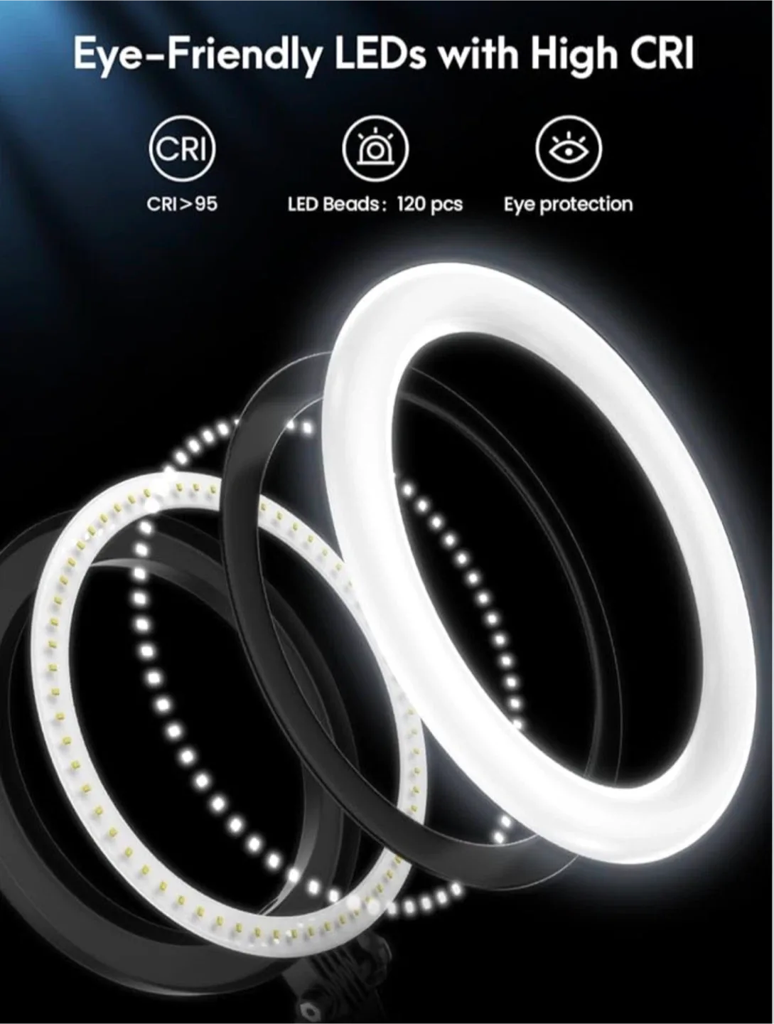 10” Ring Light with Stand and Phone Holder image indicator(7)