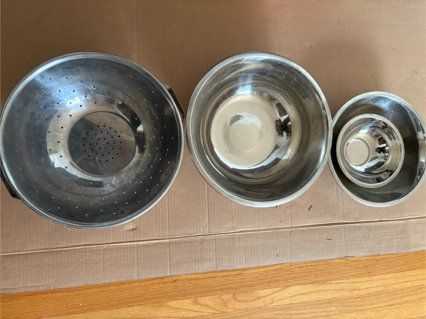 Stainless Steel Colander and Mixing Bowls - Set of 3