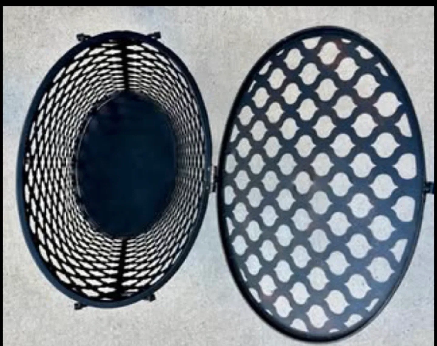 metal laundry  open mesh hamper with hinged lid. image indicator(7)