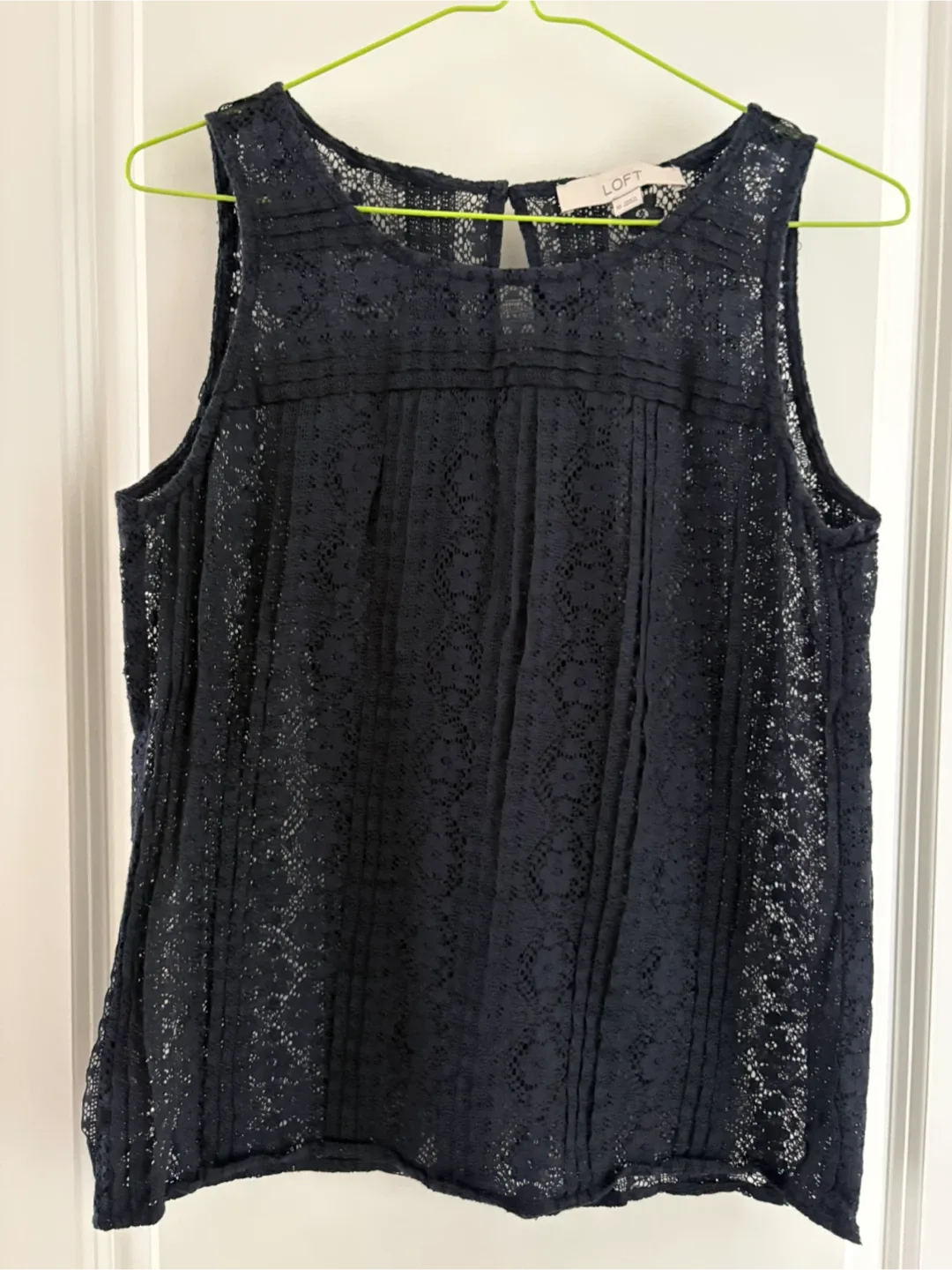 Ann Taylor LOFT Dark Blue Lace Tank Top - XS thumbnail