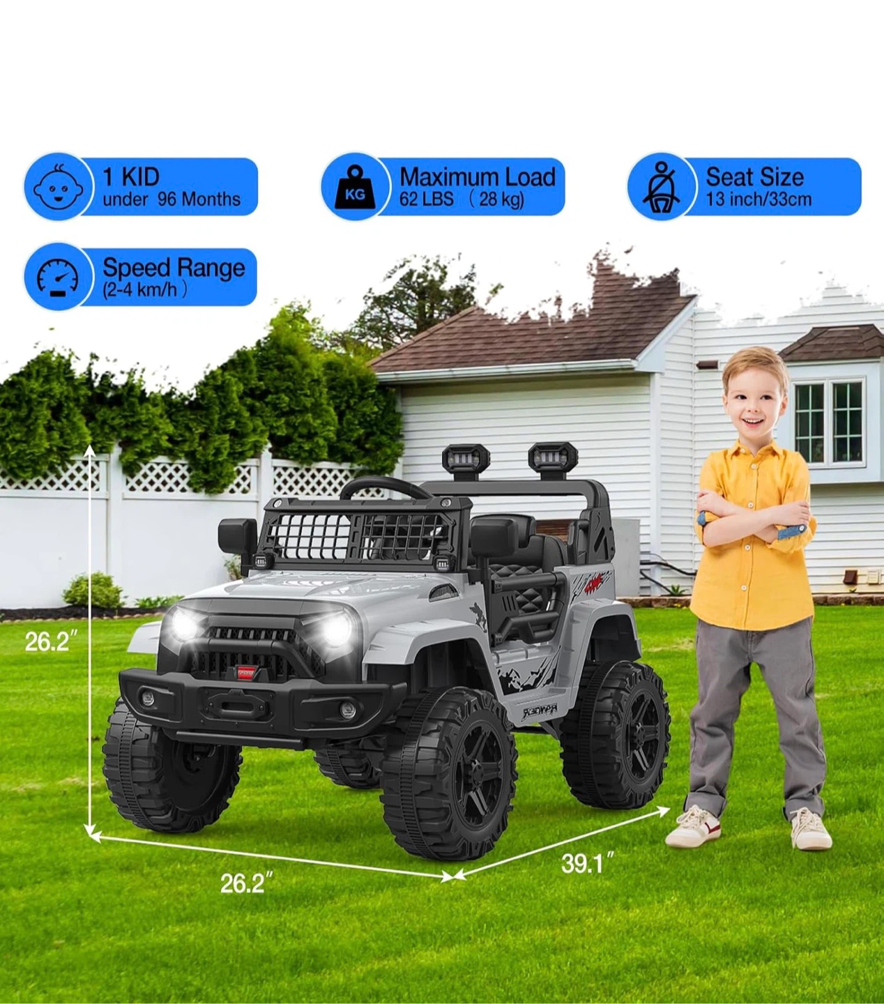 Ride On Car, 12V Electric, Gray - photo 2