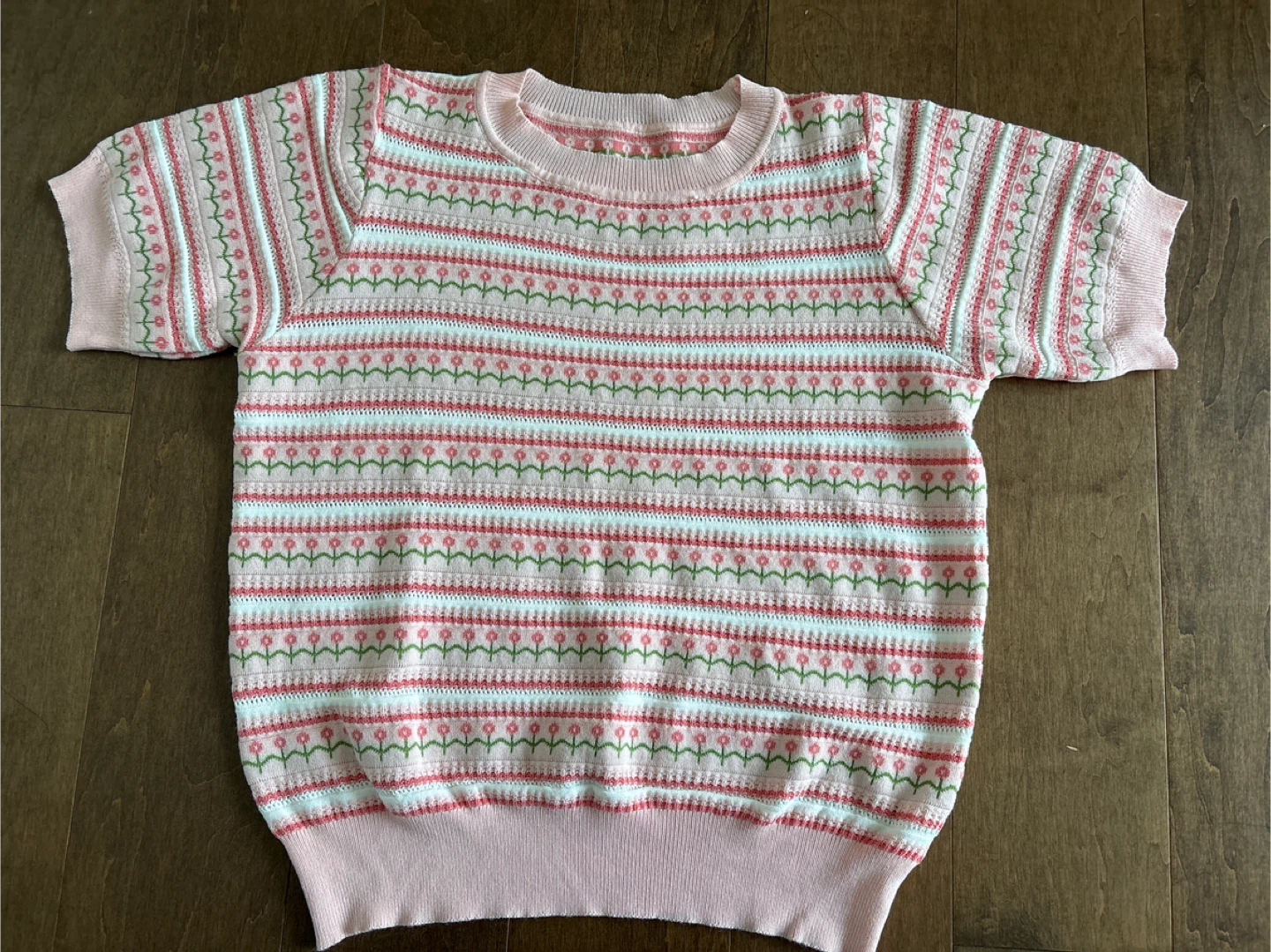 Pink Floral Knit Top