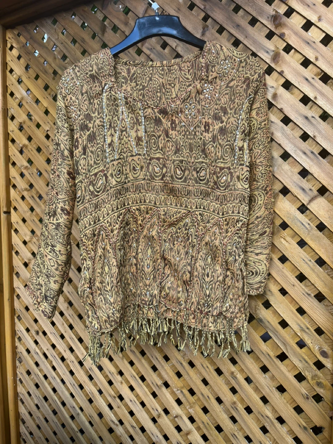 Patterned Blouse with Fringes - photo 2