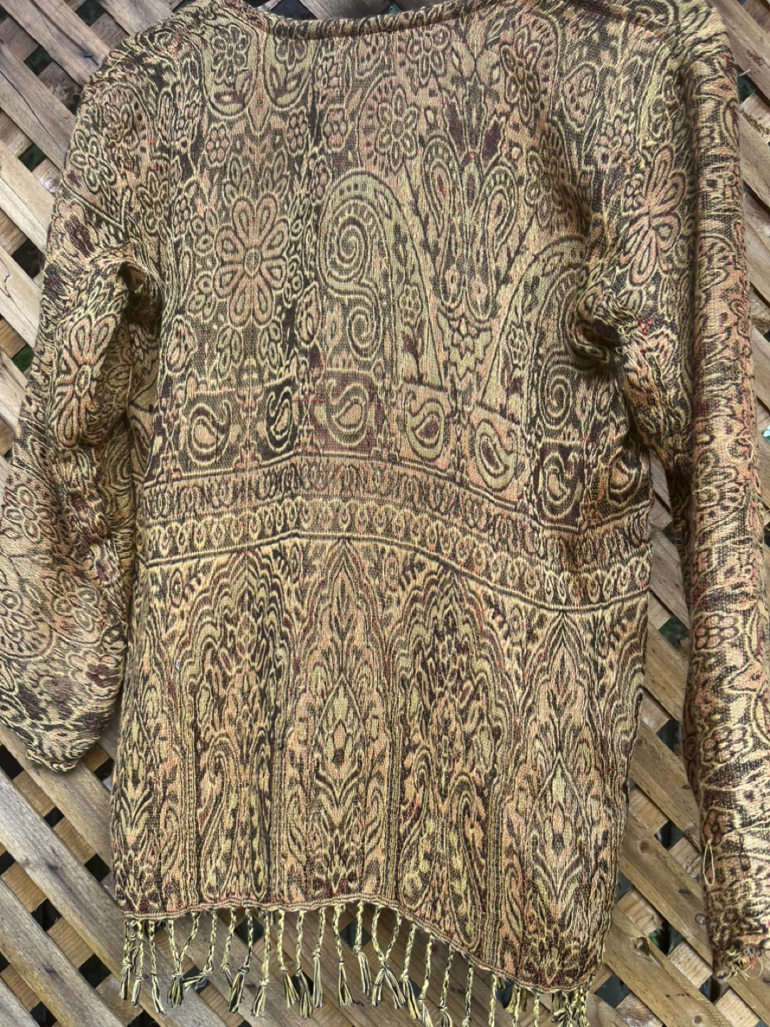 Patterned Blouse with Fringes