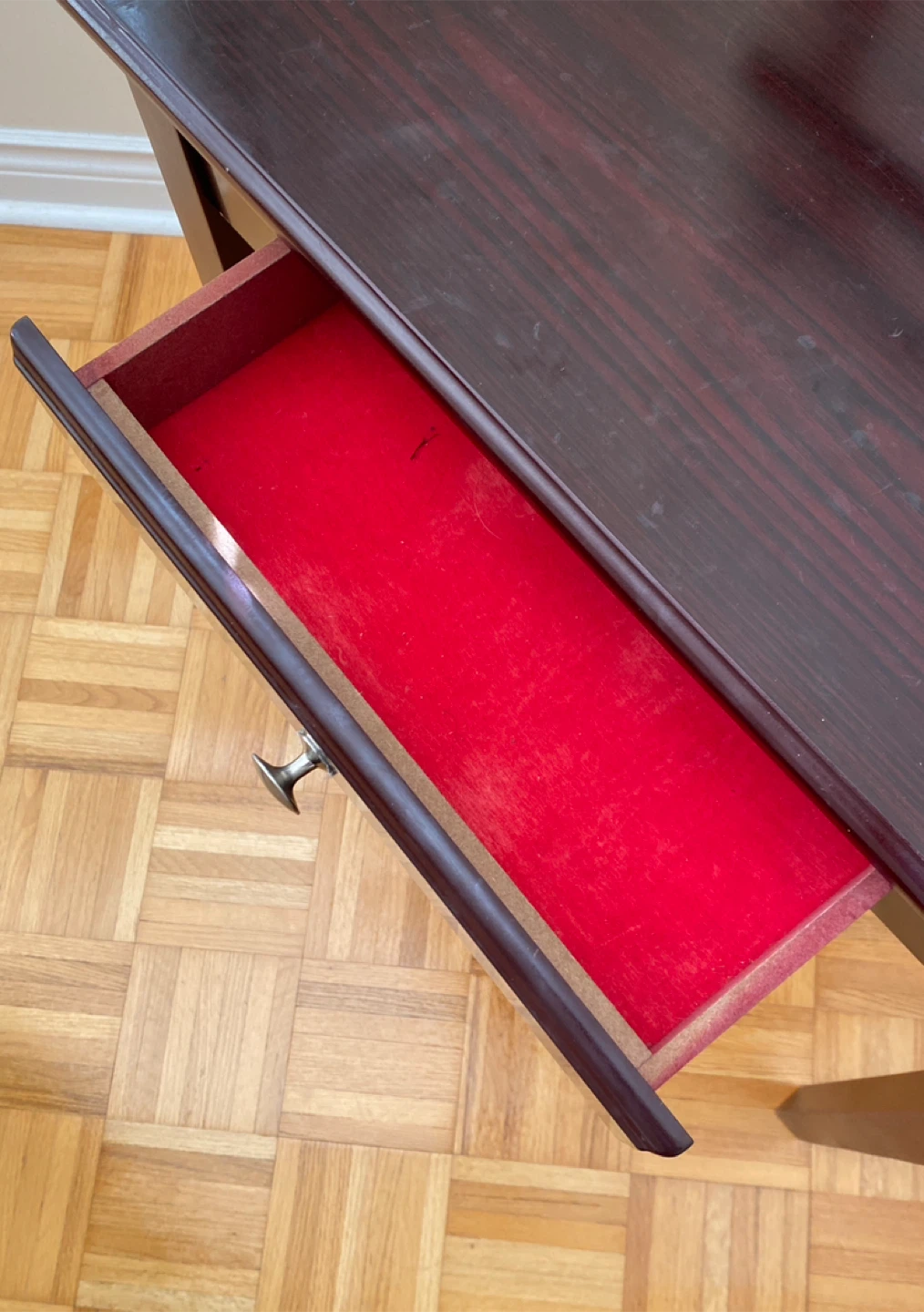 Dark Wood Vanity Table with Stool - photo 3