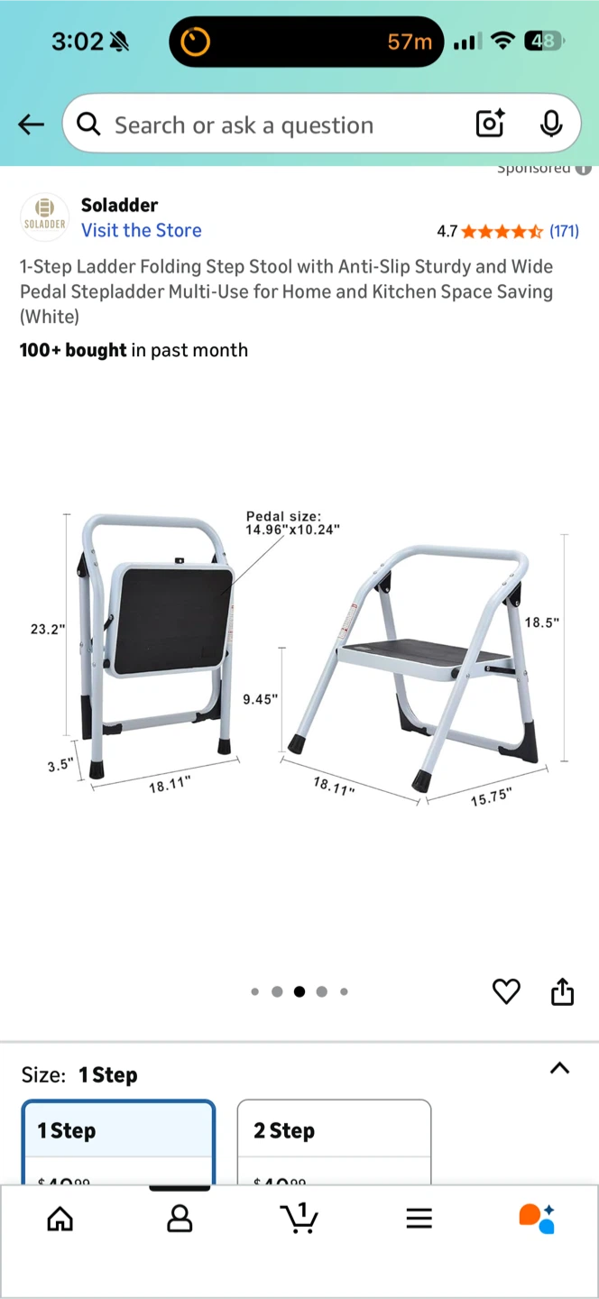 1-Step Folding Step Stool - White - photo 4