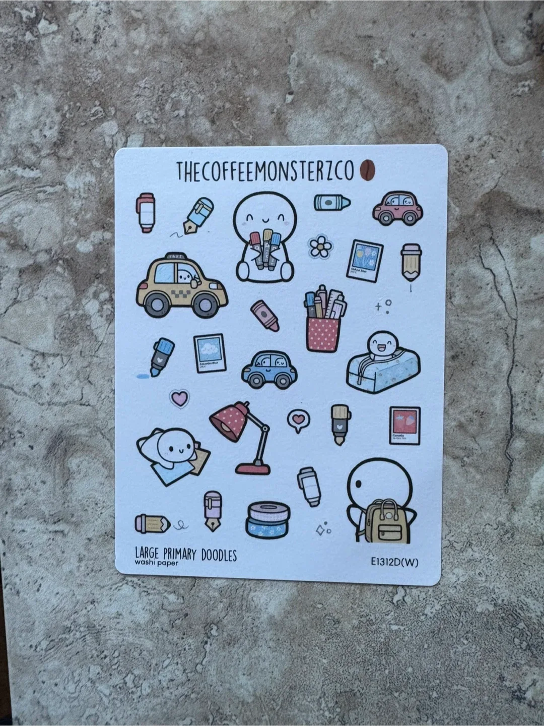 The Coffee Monsterz Co (TCMC) Stickers - Large Primary Doodles thumbnail