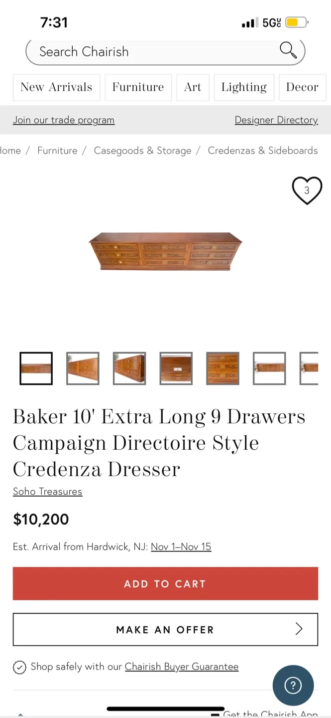 MCM Baker 10 ft Long Campaign Credenza image indicator(8)