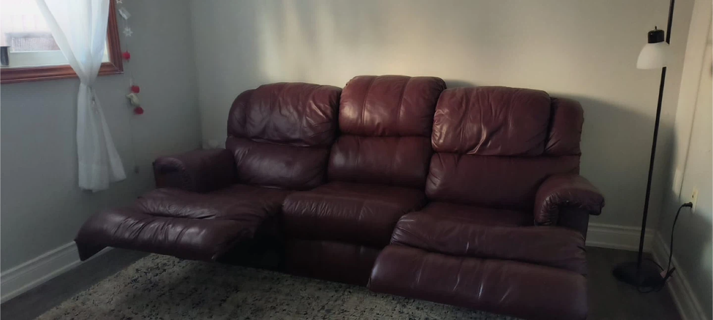Burgundy Leather Reclining Sofa