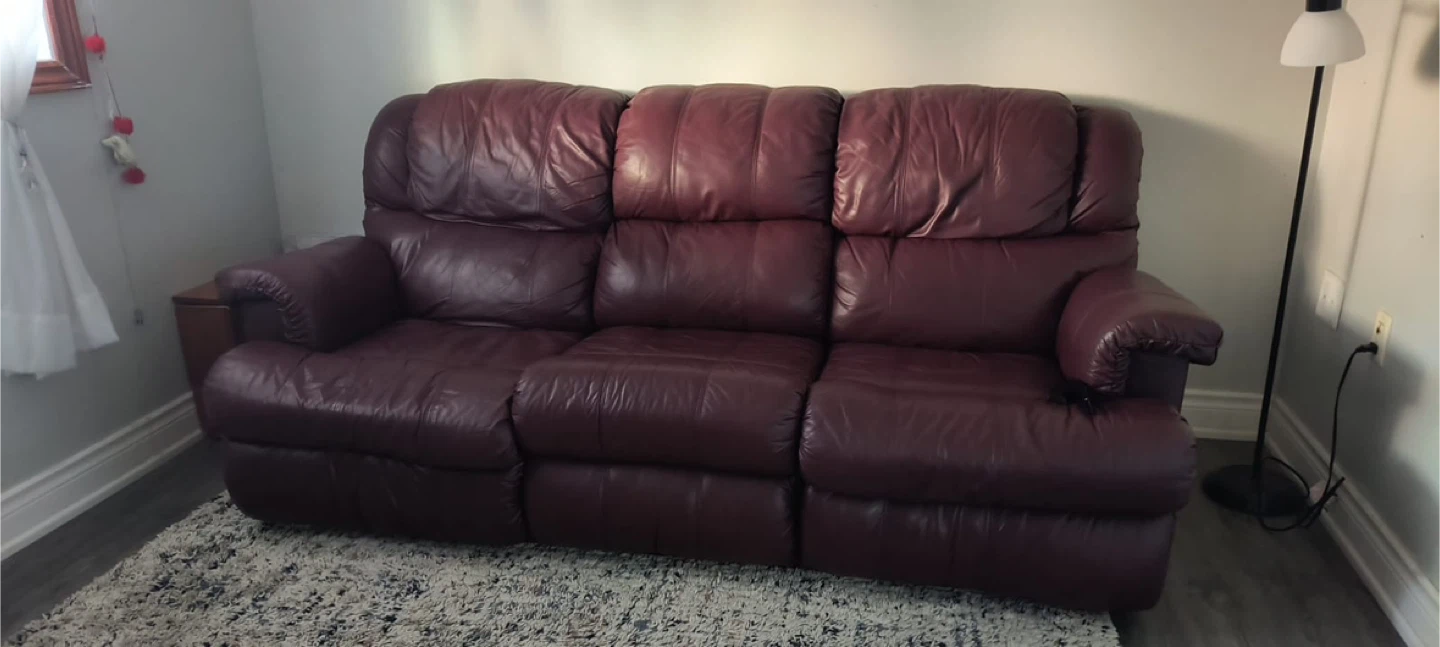 Burgundy Leather Reclining Sofa - photo 2