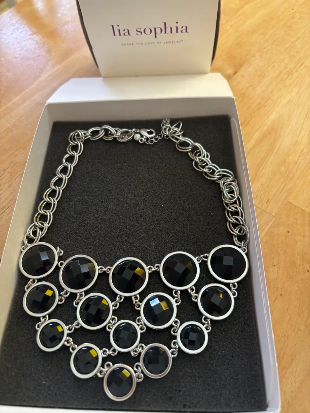 Lia Sophia Black Stone Necklace