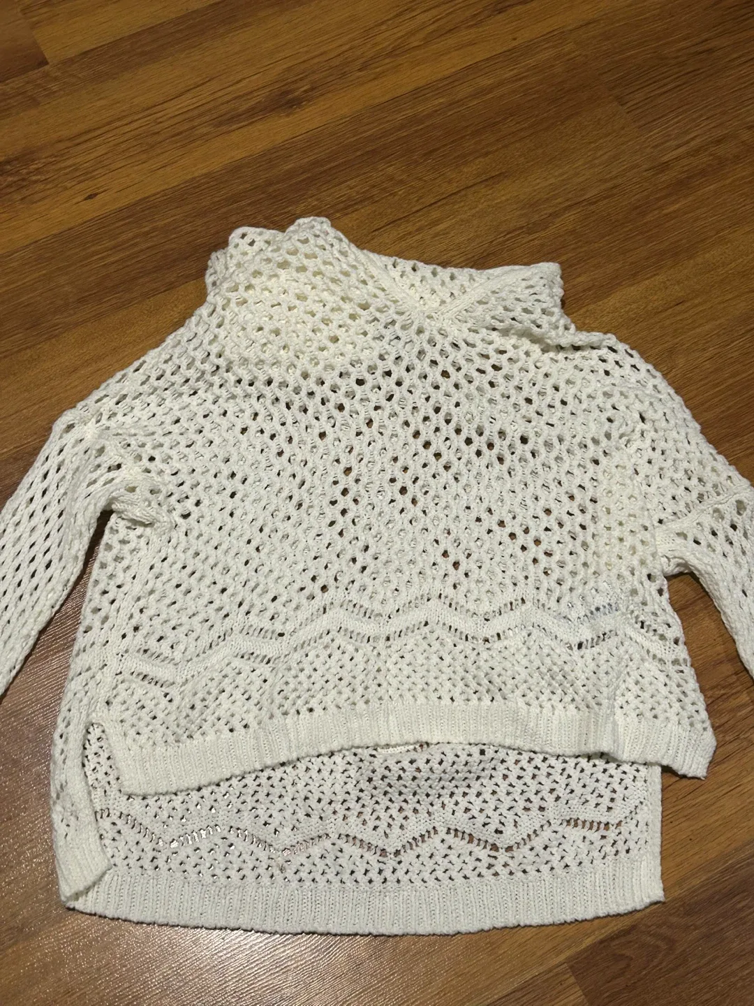 Abercrombie & Fitch White/Cream Knit Crochet Hoodie thumbnail