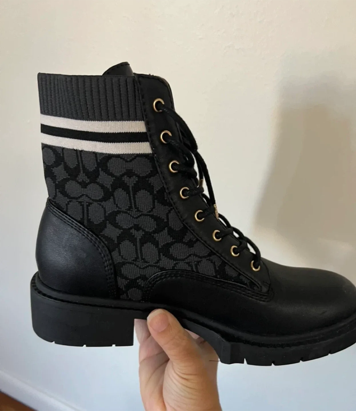 Coach Black Leather Lace-Up Boots image indicator(2)