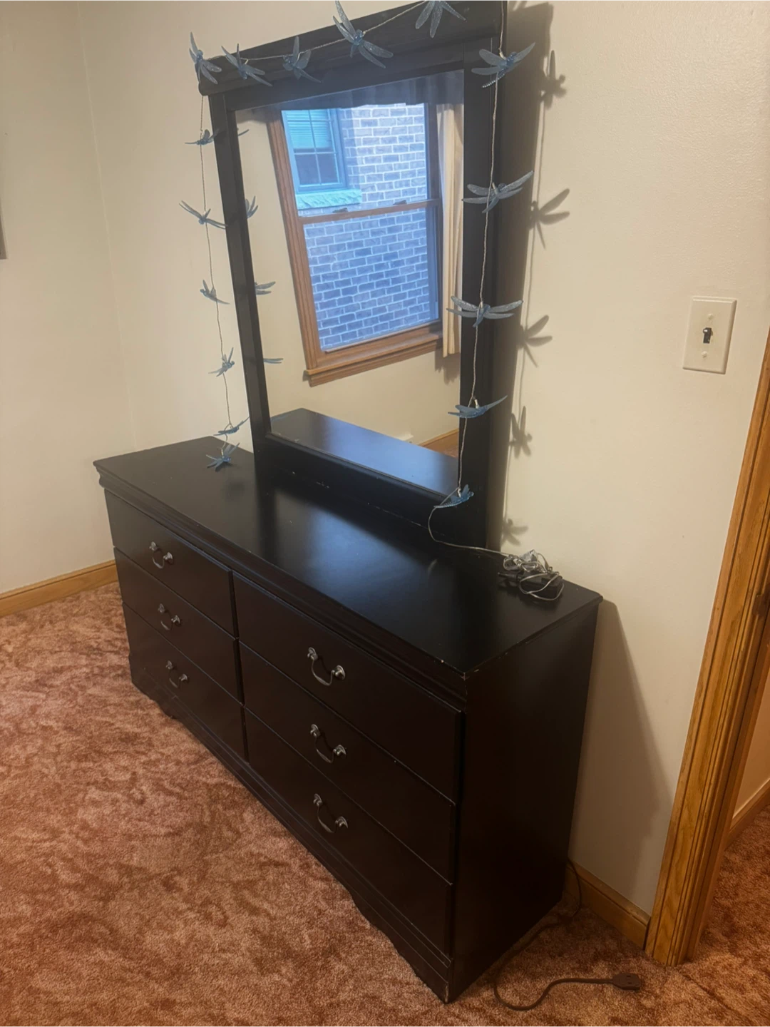 Dark Brown Dresser with Mirror