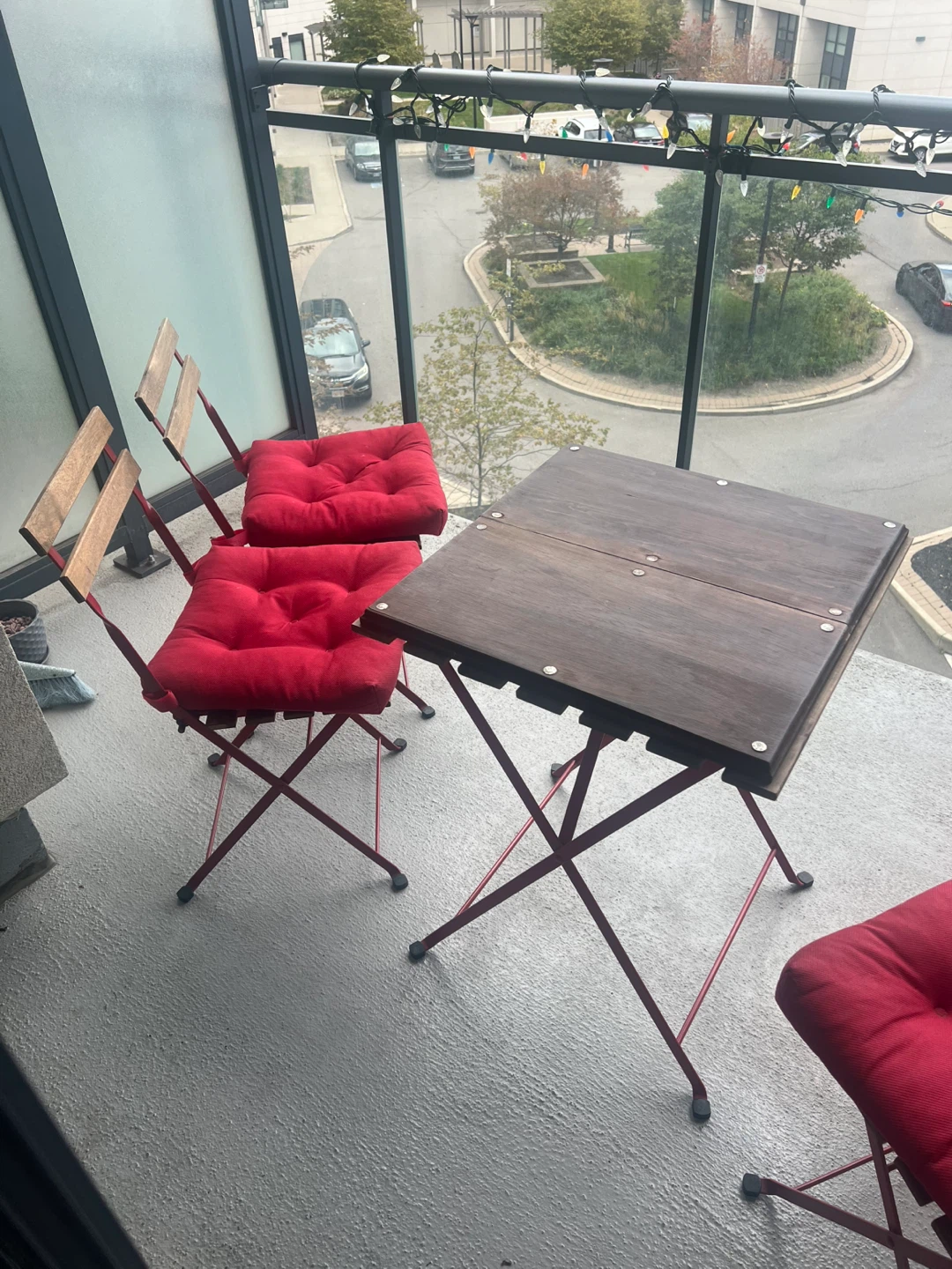 Patio Table and Chairs Set with Red Cushions - photo 2