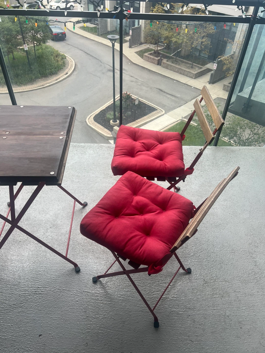 Patio Table and Chairs Set with Red Cushions - photo 3