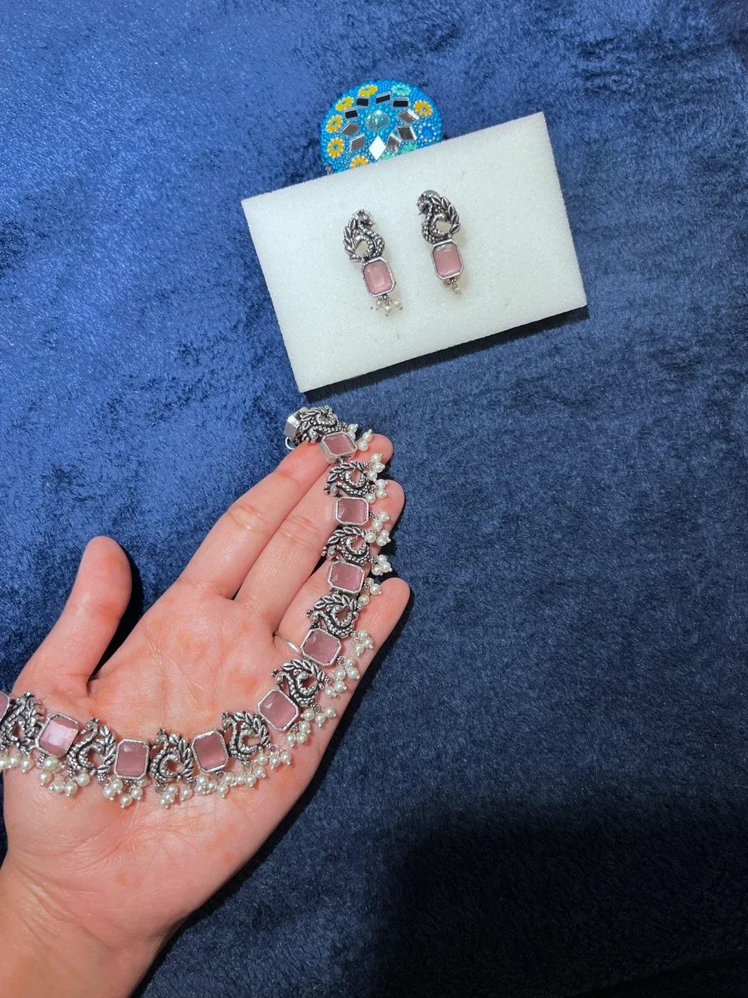 Pink Stone Necklace & Earring Set thumbnail