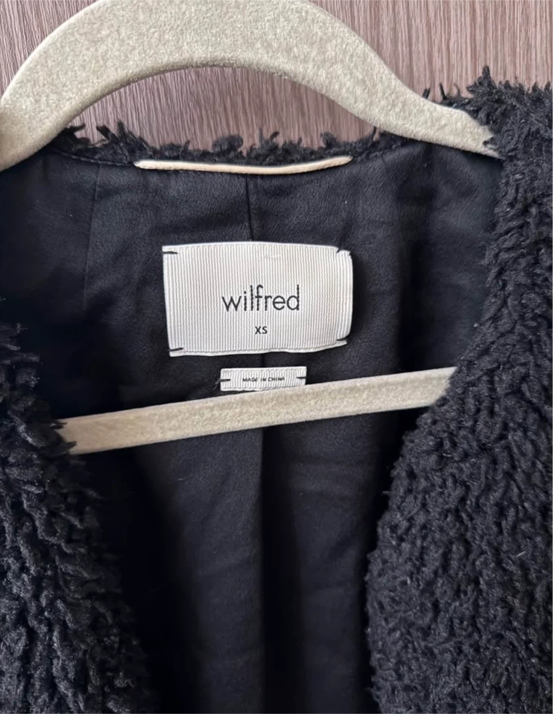 Aritzia Wilfred Black Fuzzy Sherpa Teddy Jacket - Size XS - photo 2